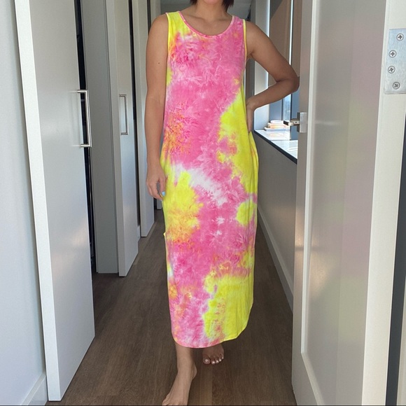 Neon Summer Maxi Dress Size Small - Picture 1 of 4